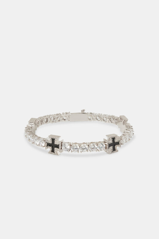 BLACK CROSS MOTIF TENNIS BRACELET 5MM MVP™