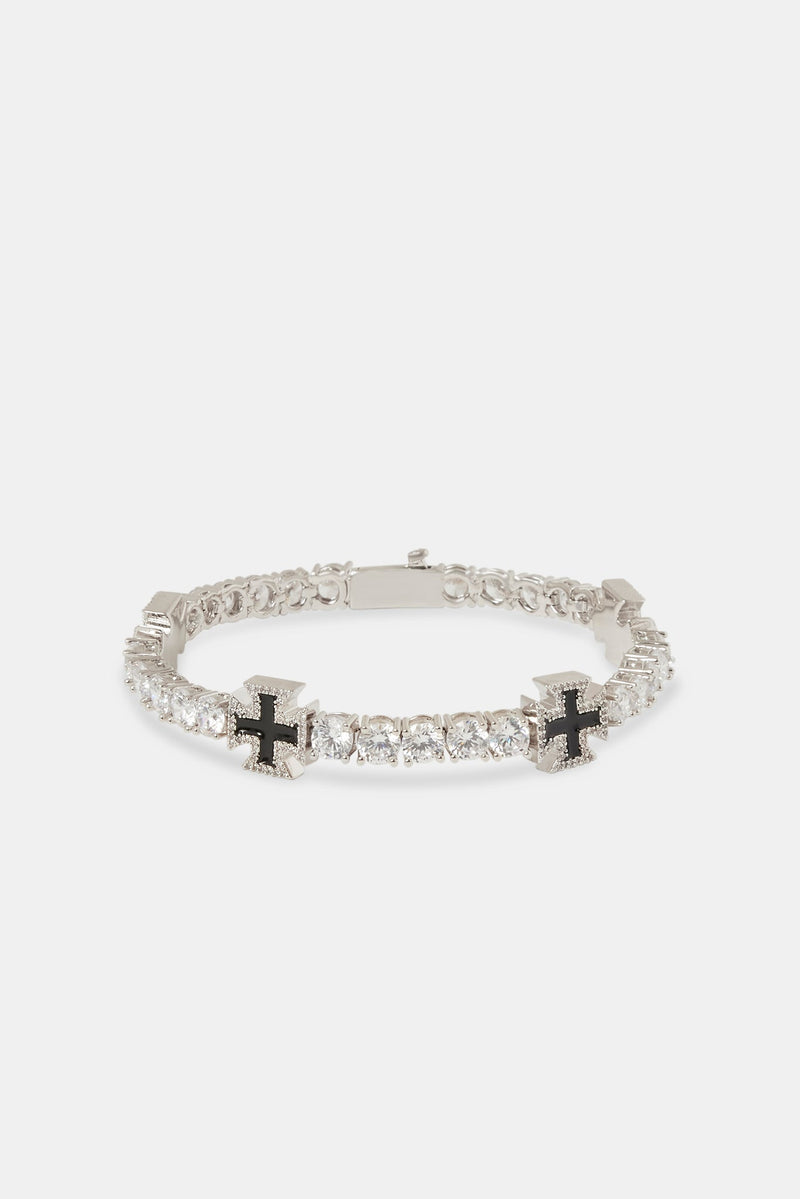 BLACK CROSS MOTIF TENNIS BRACELET 5MM MVP™