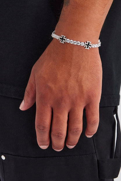 BLACK CROSS MOTIF TENNIS BRACELET 5MM MVP™